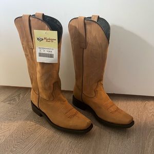 MASTERSON BOOT CO. Ladies Tan Brown Leather Cowboy Boots - Size 10 - Brand New